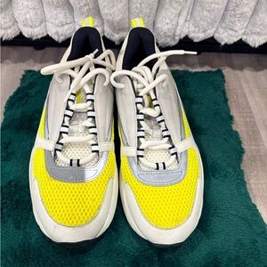 Men’s Dior Yellow and White Sneakers with Silver Accents